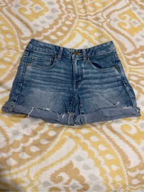 American Eagle Outfitters Midi Super Stretch Denim Shorts